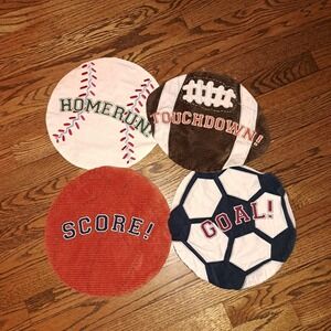 Pottery Barn Kids Sports Pillow Covers Set 4 Baseball Football Soccer Basketball